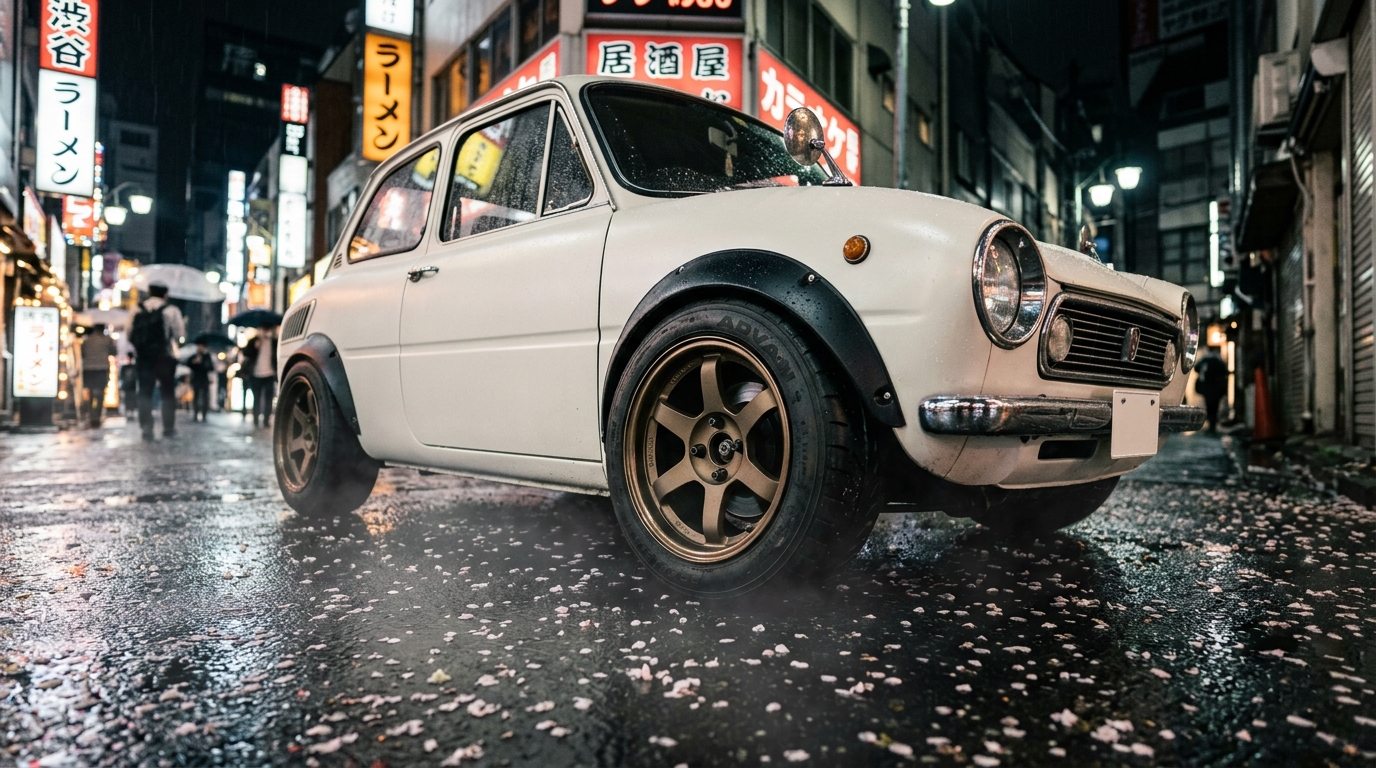 スズキ フロンテ (LC10 旧車) 足元で魅せる、走りで語る｜タイヤ＆ホイール【PCD 4×114.3】 スタンス限界