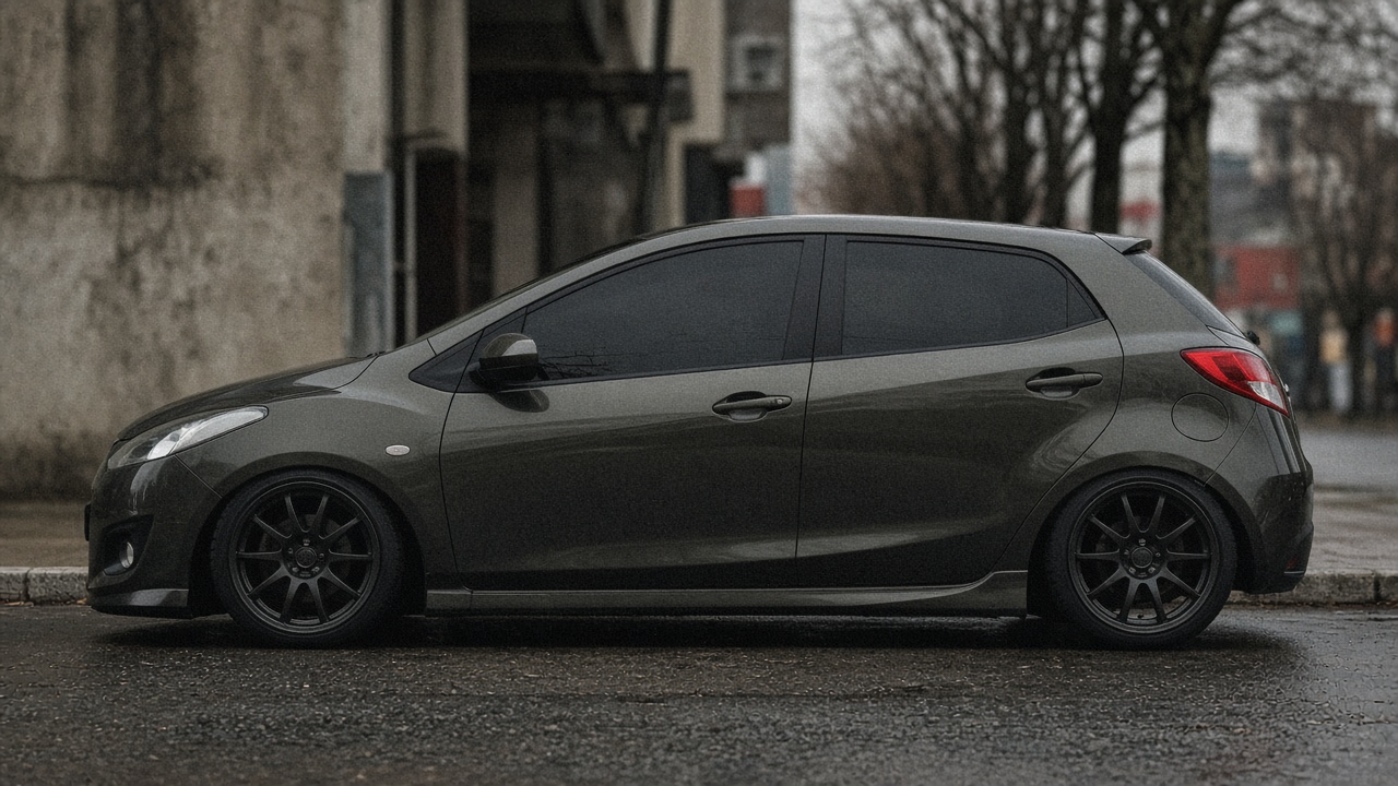 マツダ MAZDA2 DE(3代目) ホイール・タイヤサイズ表｜純正〜インチアップ〜ツライチ 真横